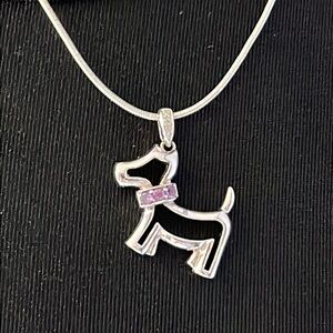 Sterling Silver Dog Pendant Purple Stone Sterling Chain 925
